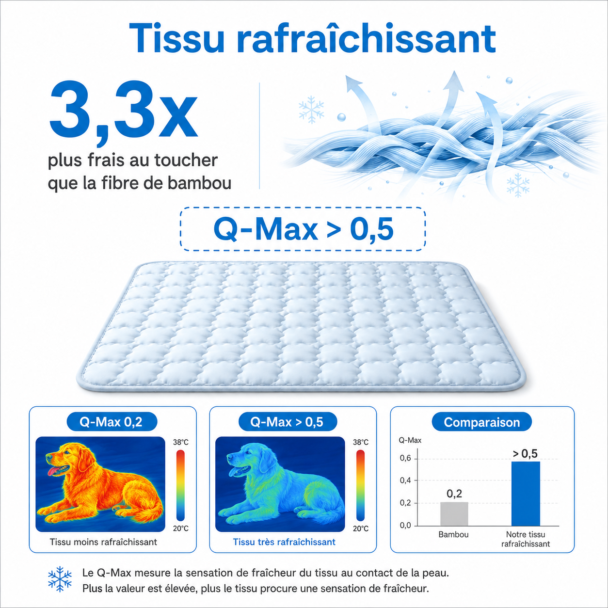 Tapis Rafraîchissant pour Chien Sans Gel